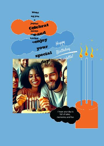 Cheerful Blue and Orange Birthday Post Template