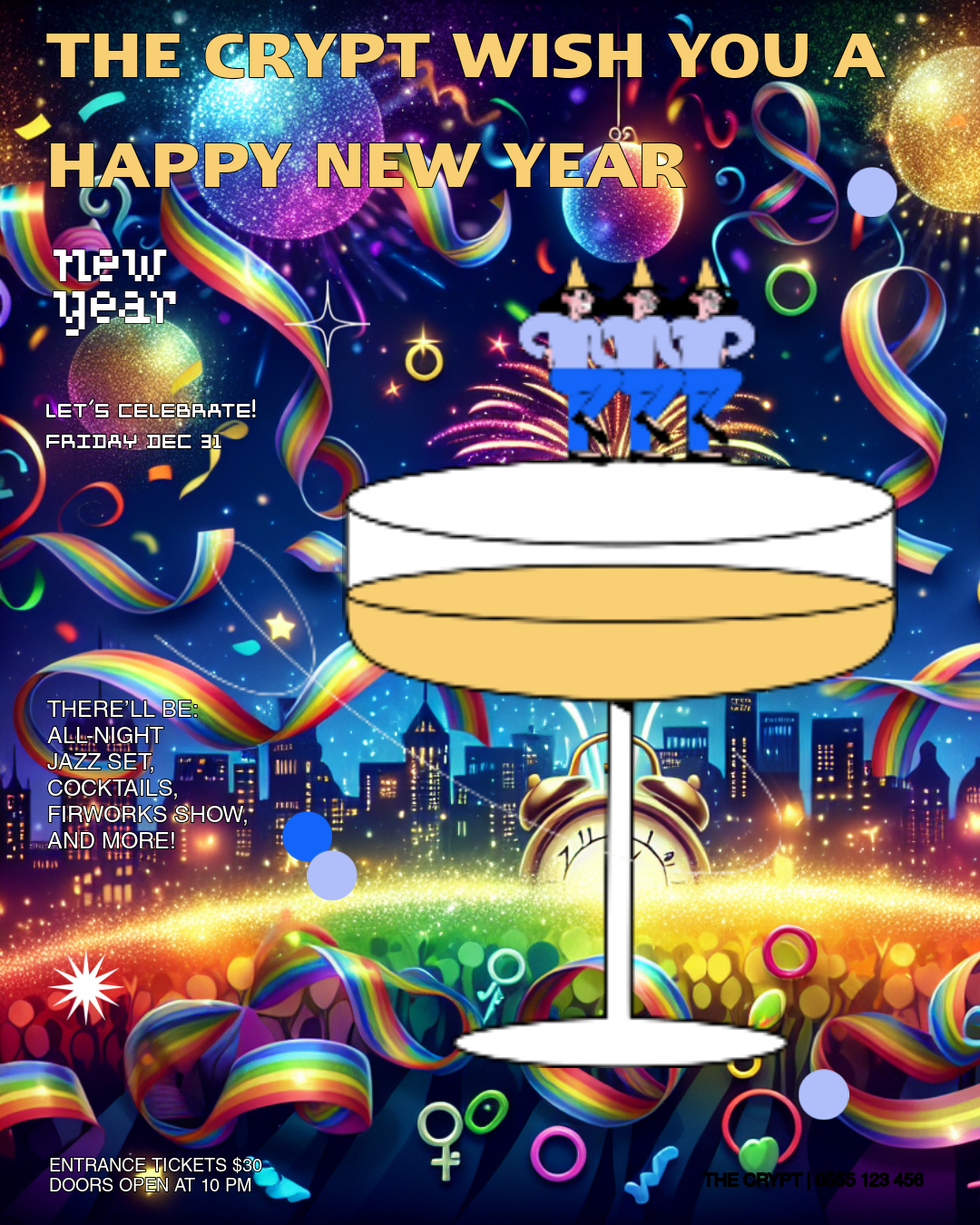 Black and Gold New Year Party Poster