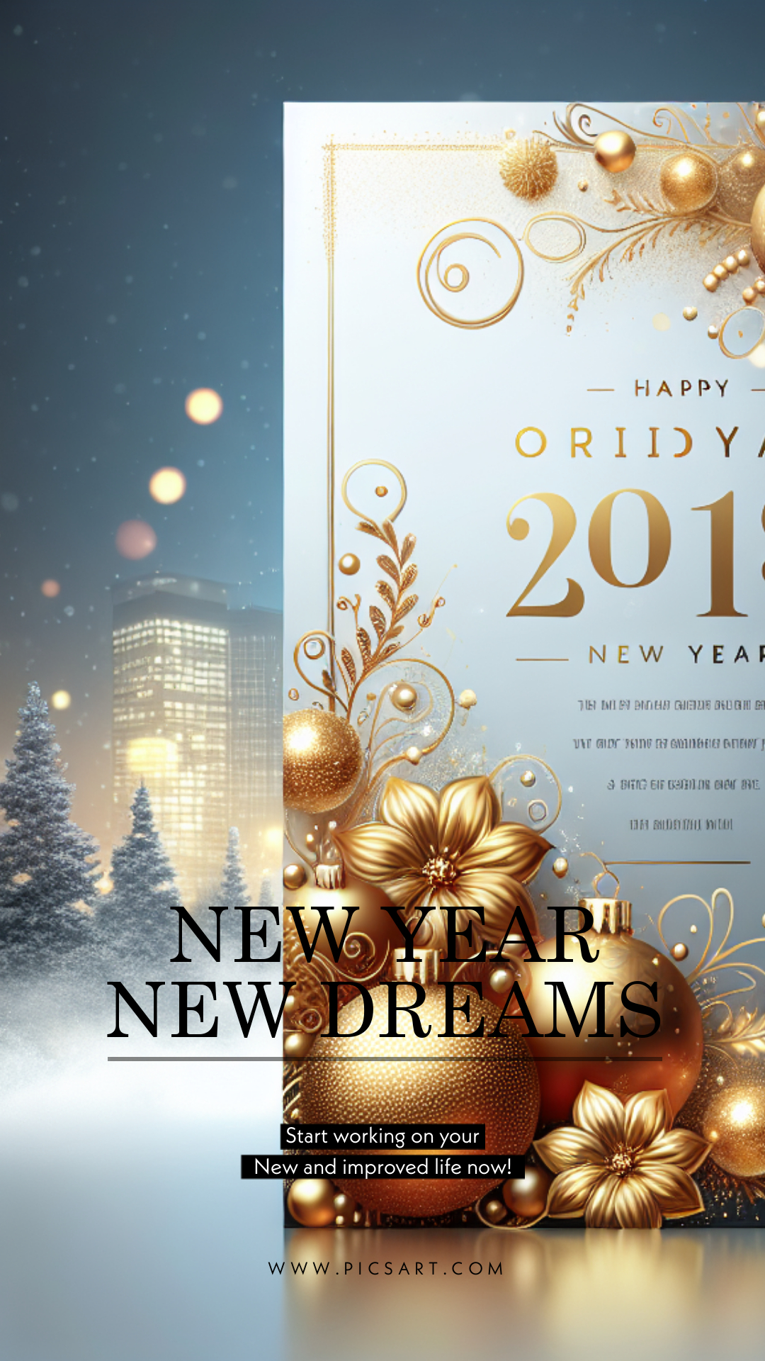 Golden Hues New Year Poster Design