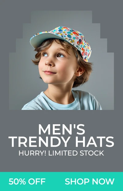 Stylish Blue Poster for Men's Hat Sale