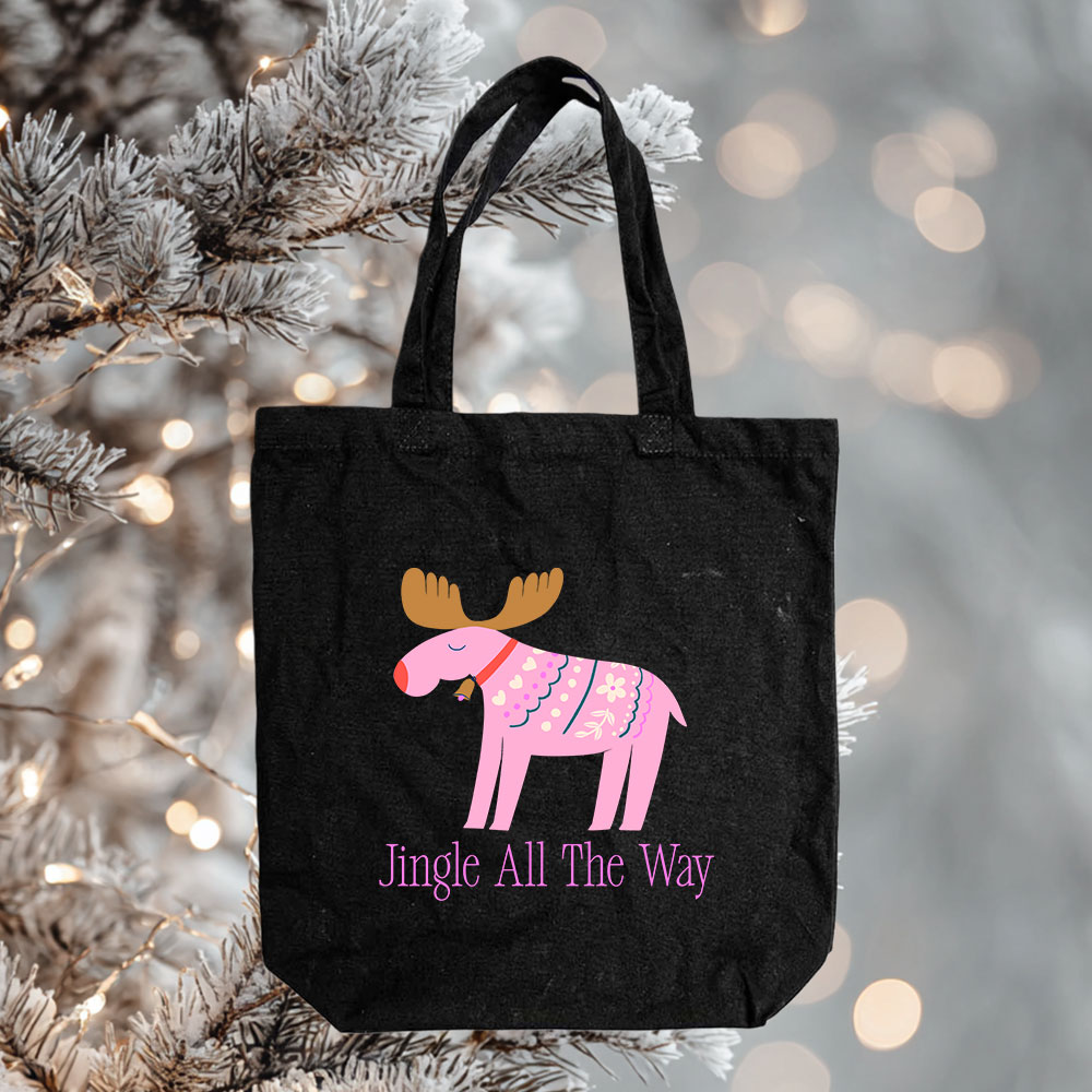 Template Cheerful Black Tote-Bag Design with Moose