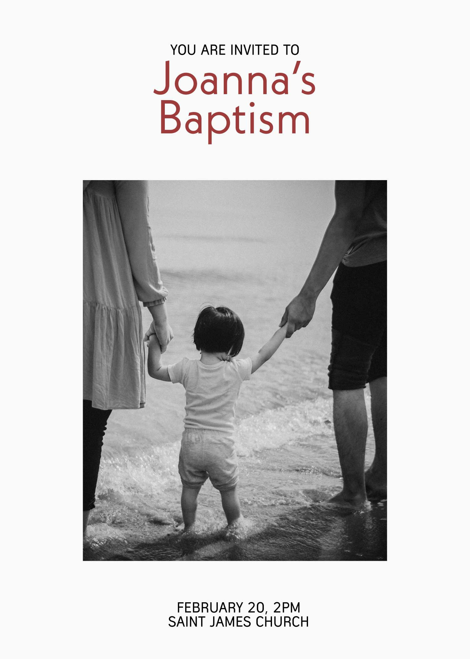 Template Elegant Black and White Baptism Invitation Poster