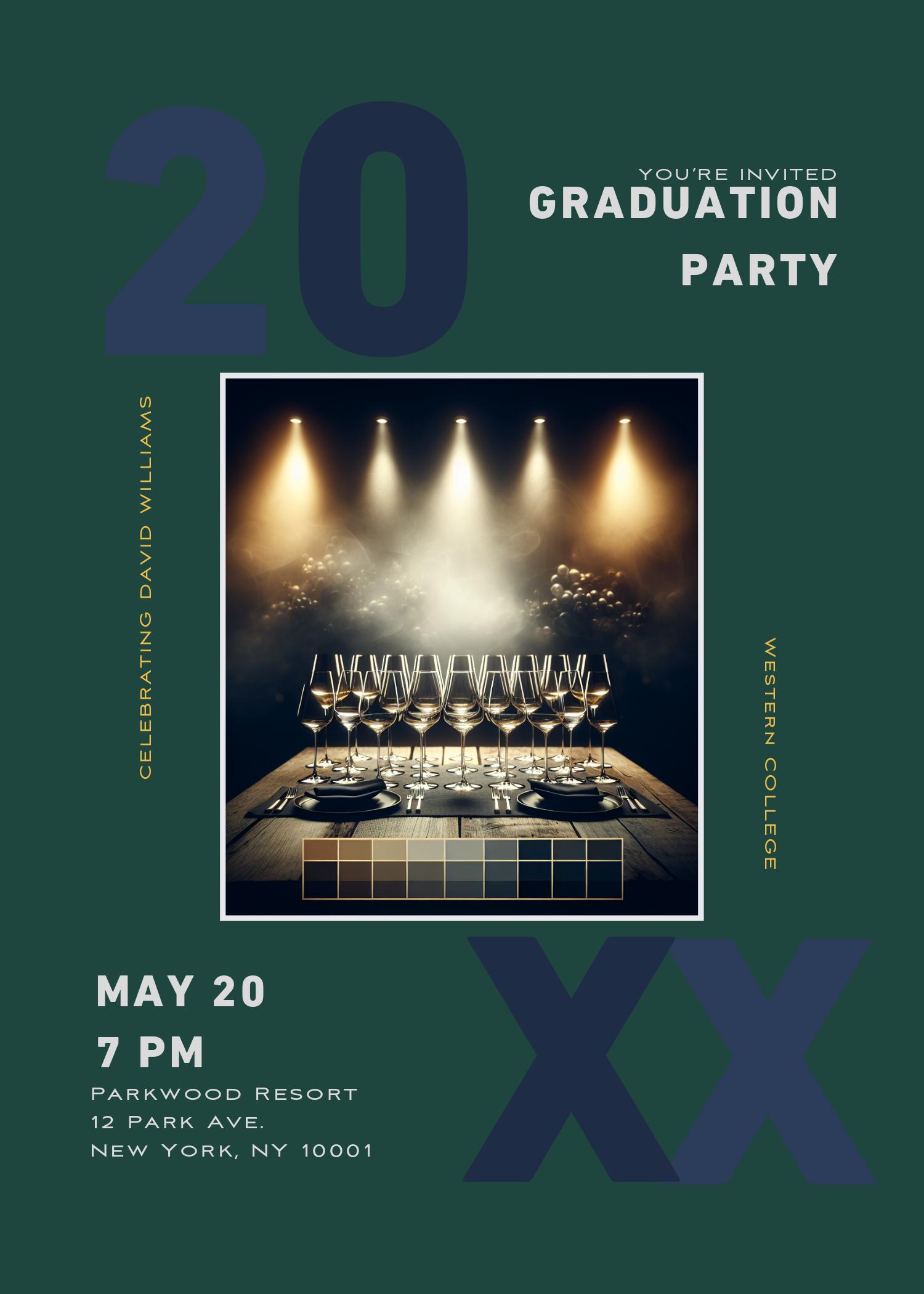 Navy Blue Chic Graduation Party Poster