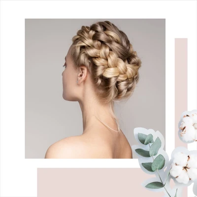 Template Elegant Hairstyle Showcase Poster in Pastel Tones