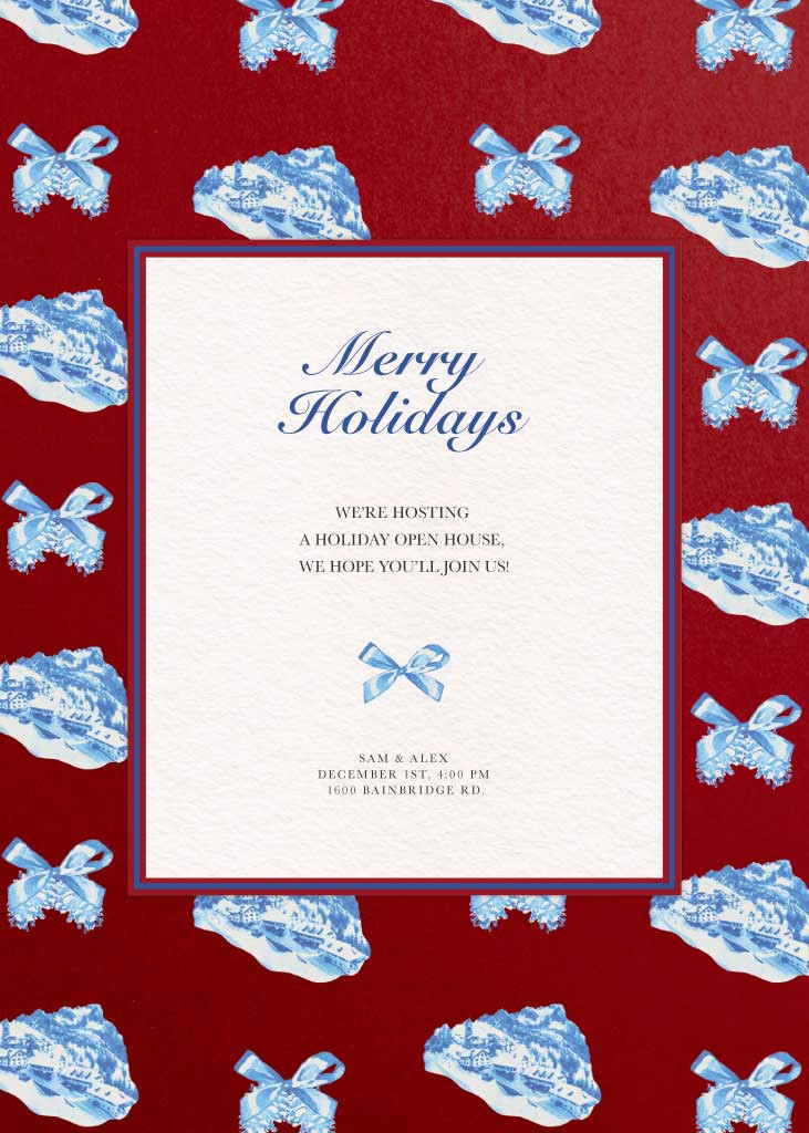 Template Elegant Red Holiday Invitation Poster Design