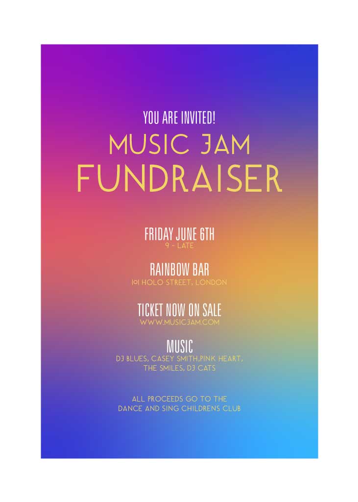 Colorful Music Jam Fundraiser Event Poster