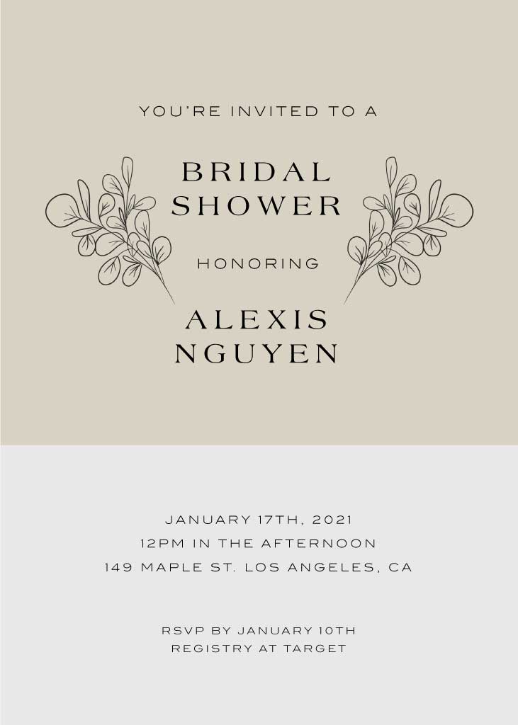 Elegant Beige Bridal Shower Invitation Post