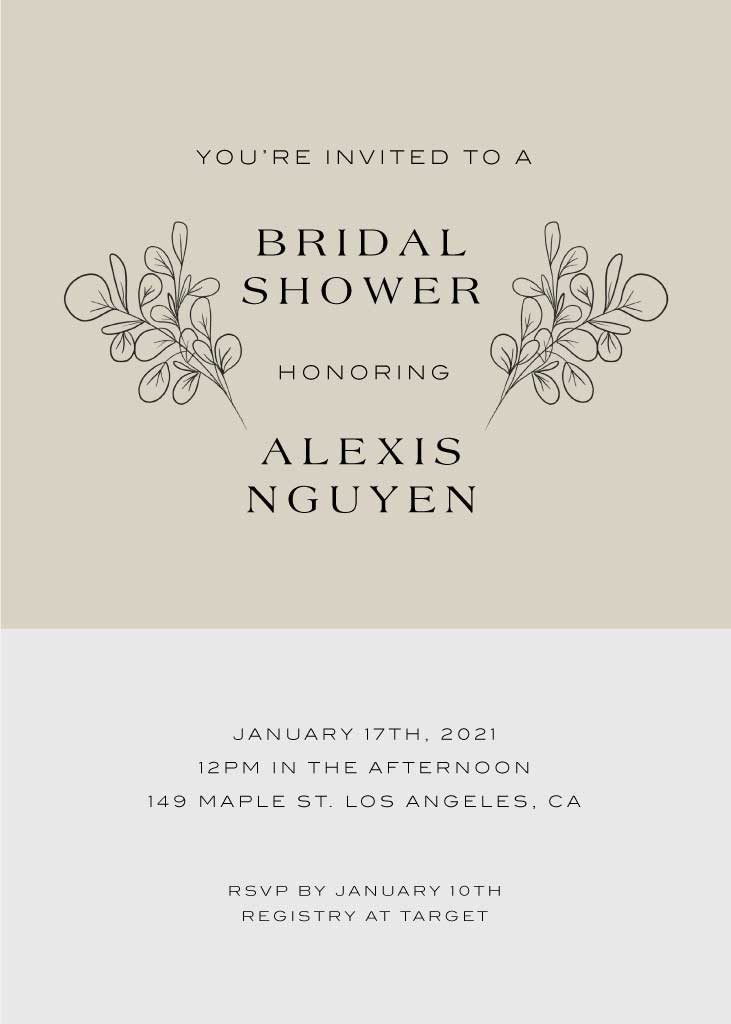 Template Elegant Beige Bridal Shower Invitation Post
