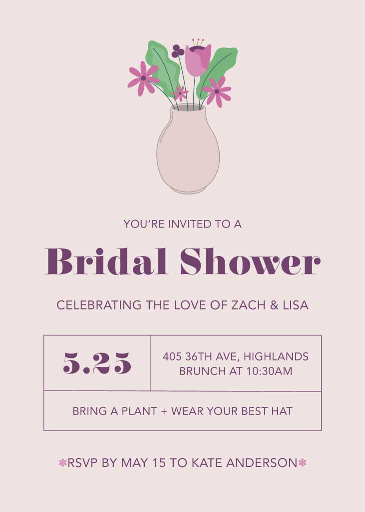 Template Elegant Mauve Bridal Shower Invitation Post