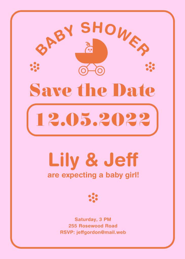 Template Charming Peach Baby Shower Invitation Poster