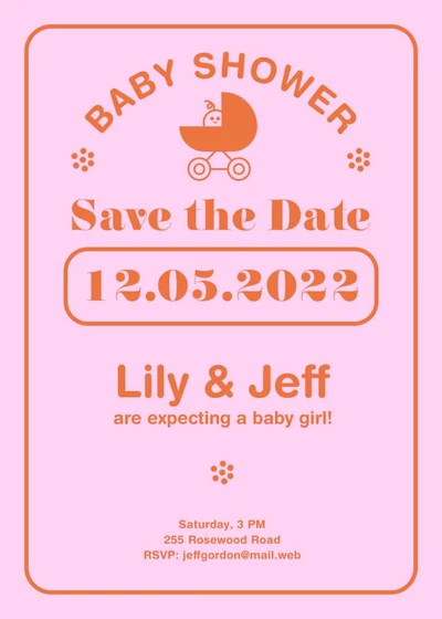 Template Charming Peach Baby Shower Invitation Poster