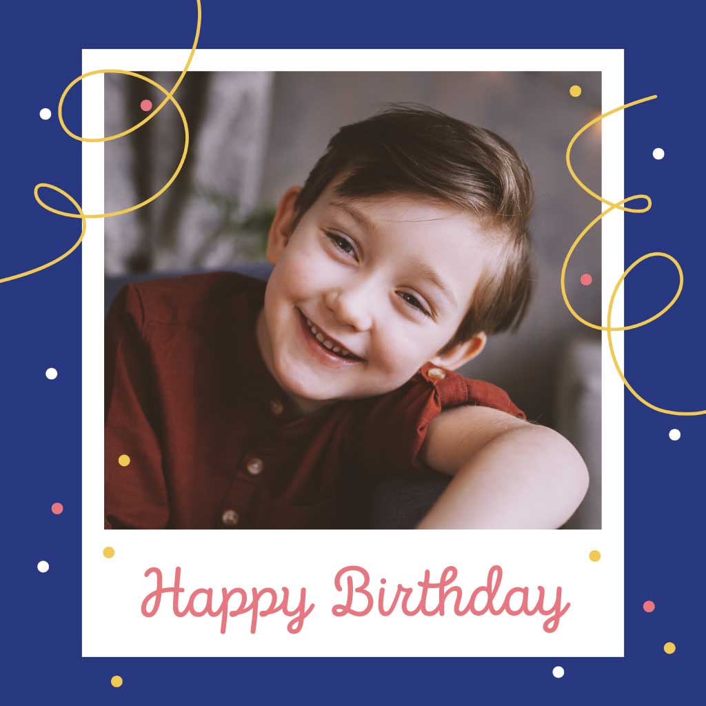 Cheerful Birthday Post Template in Navy Blue