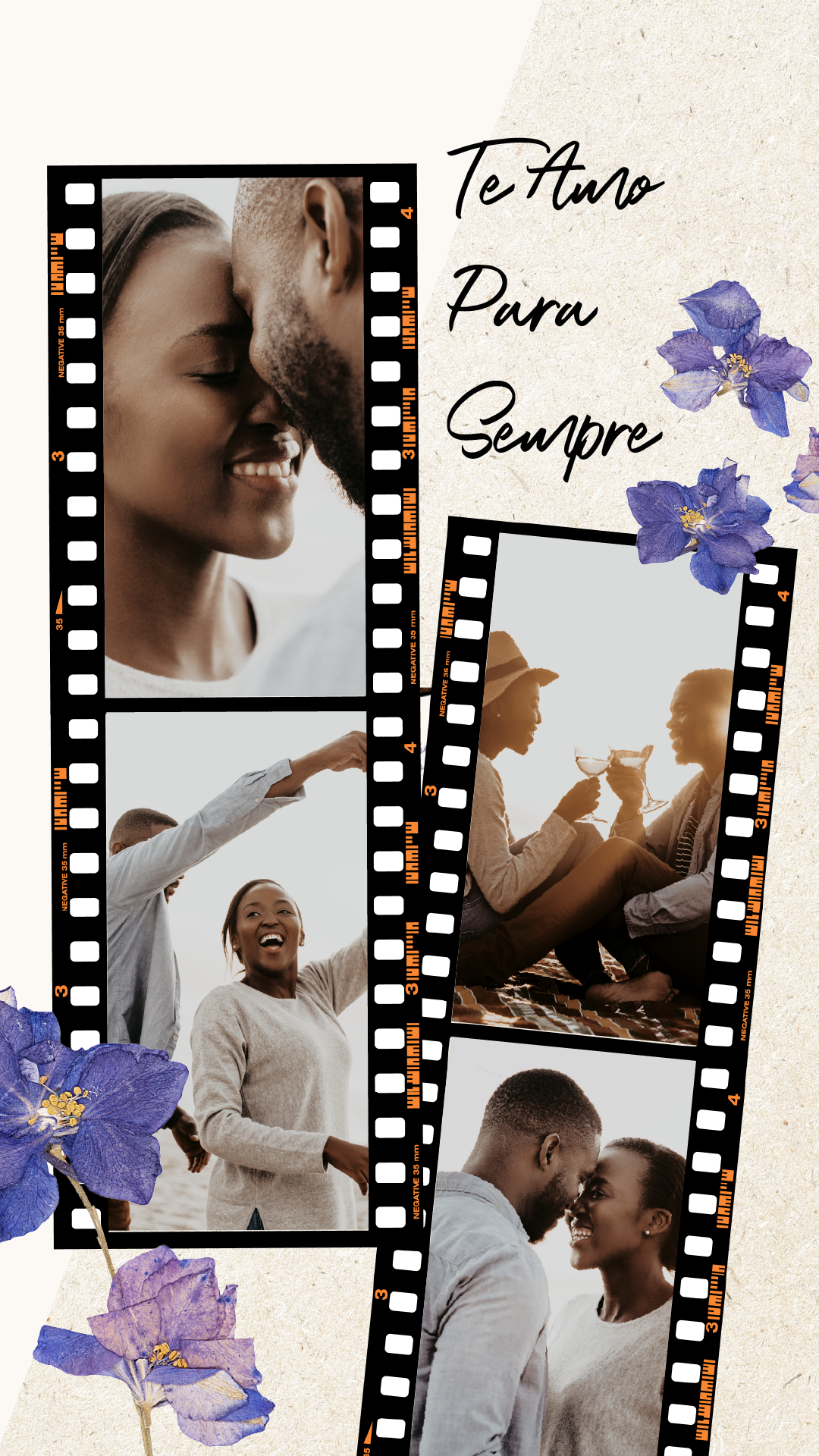 Elegant Love Story Filmstrip Poster Design