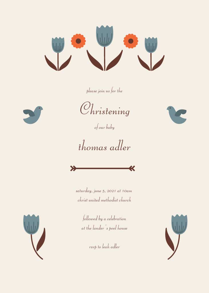 Elegant Beige Christening Invitation Poster