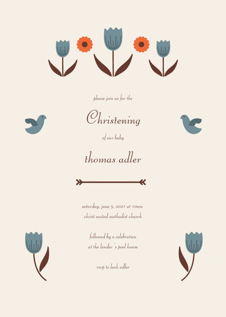 Template Elegant Beige Christening Invitation Poster