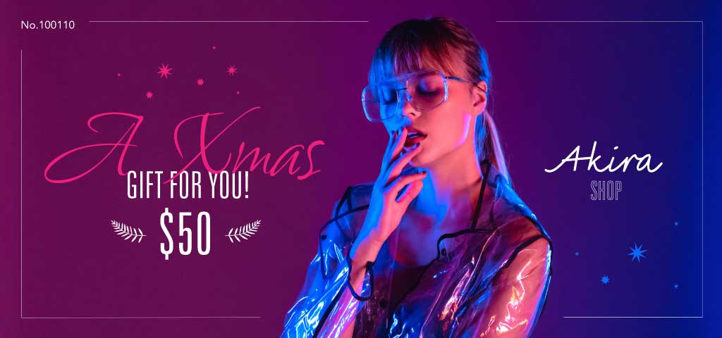 Template Vibrant Purple Holiday Voucher Design Template