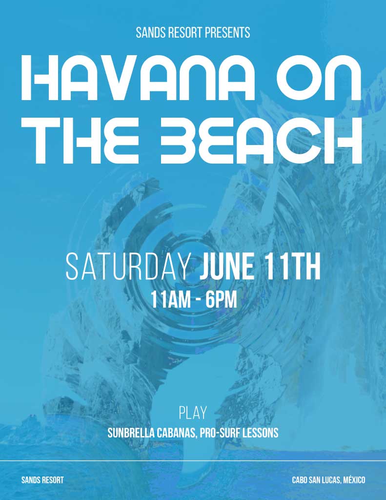 Sunny Beach Day Event Poster in Blue Tones