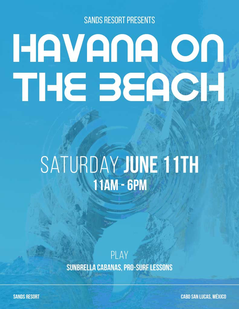 Template Sunny Beach Day Event Poster in Blue Tones