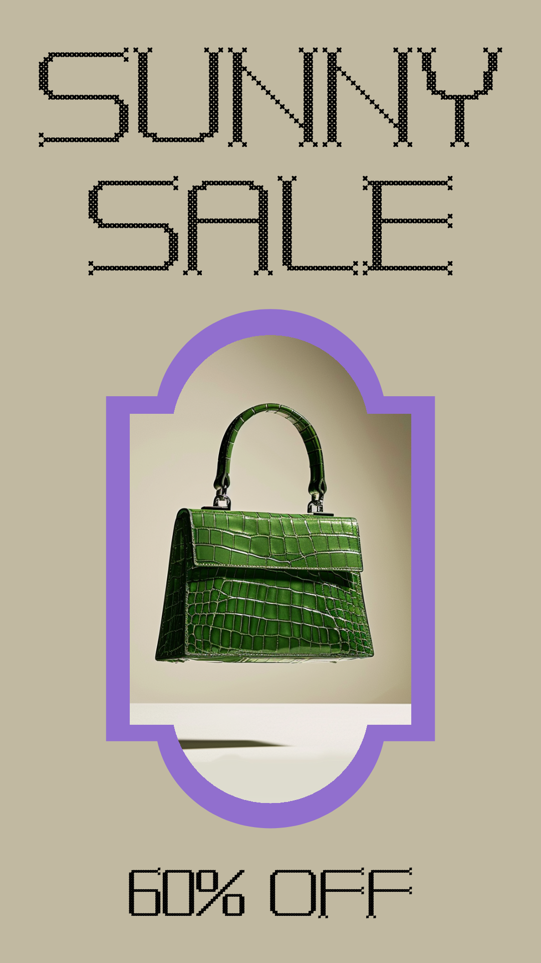 Template Stylish Beige Instagram-Story with Green Handbag