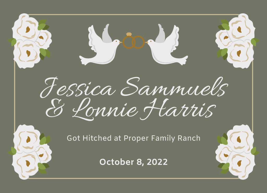 Elegant Wedding Announcement Poster Olive Cream