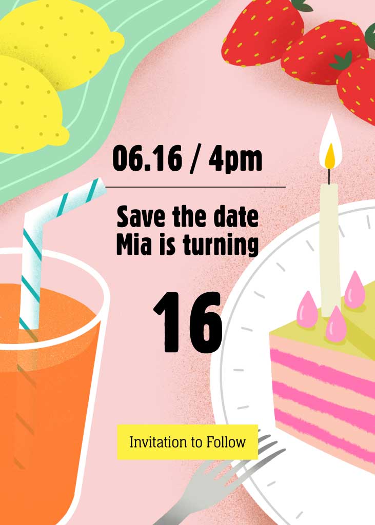 Pink Citrus Birthday Bash Invitation Post