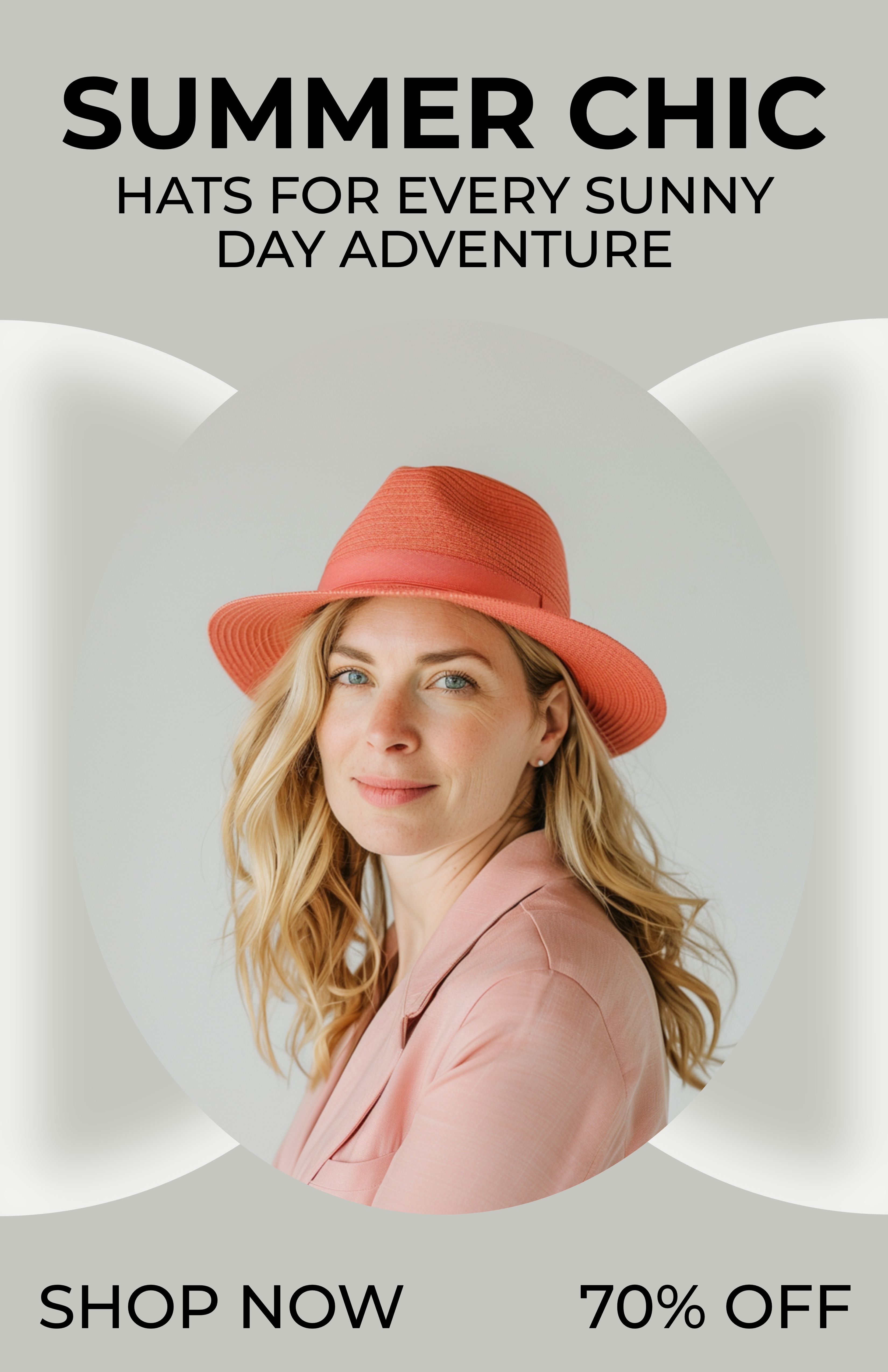 Template Stylish Summer Hats Poster in Coral