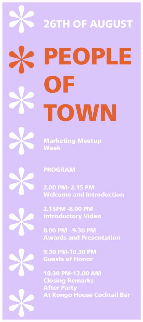 Lavender Meetup Event Poster with Orange Accents