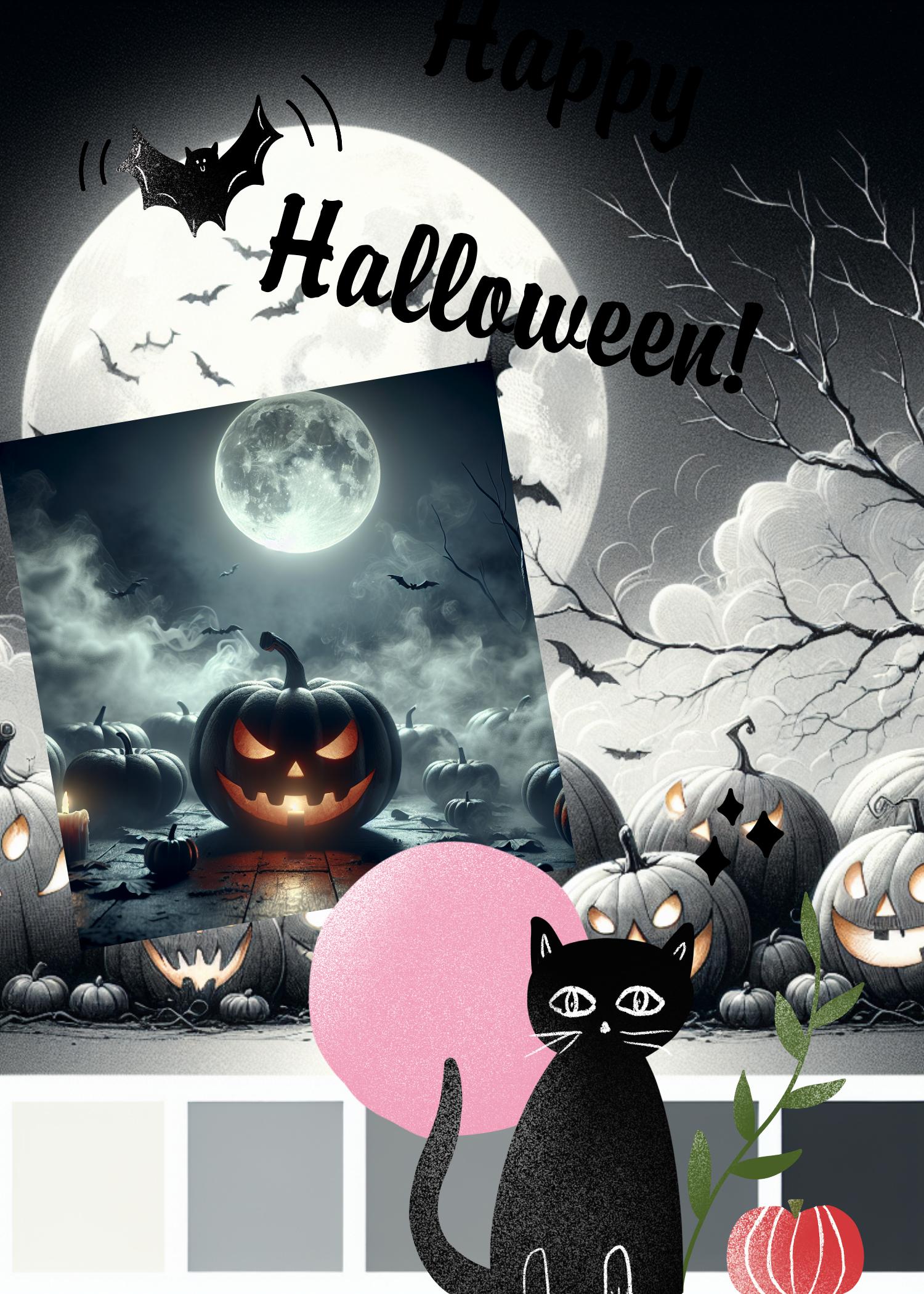 Chic Pink and Black Halloween Poster Design