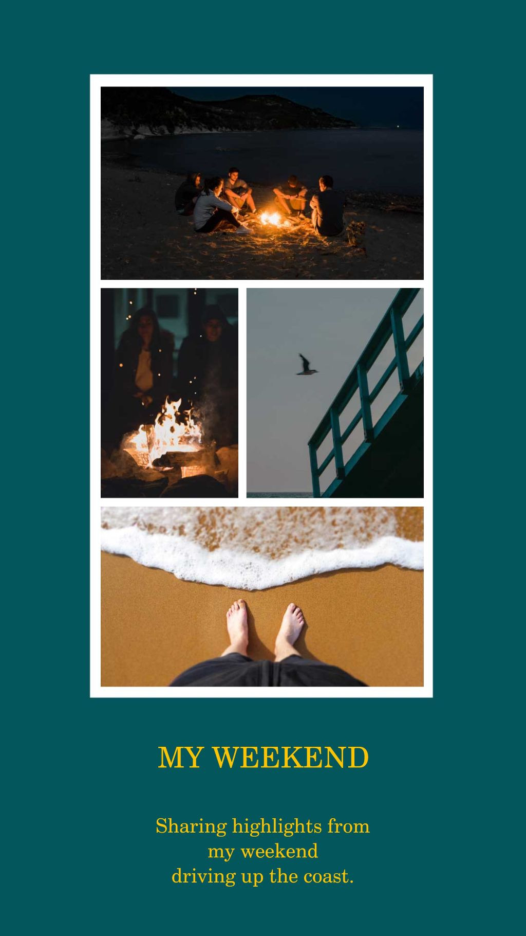 Template Coastal Getaway Memories Photo Collage Poster