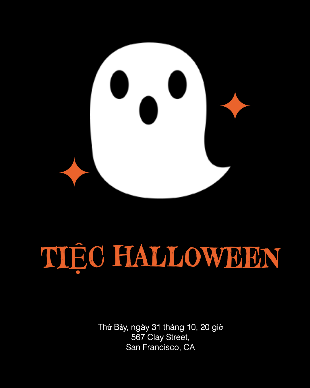 Spooky Orange and Black Halloween Poster