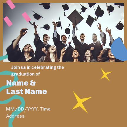 Blue and Pink Graduation Party Invitation Post