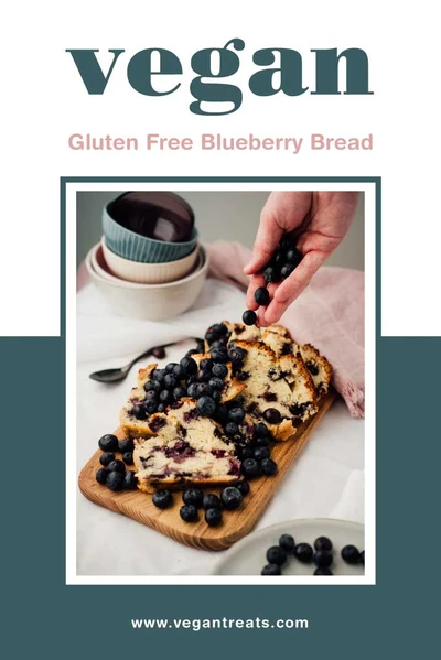 Template Vegan Delight Blueberry Bread Poster Design Teal Accent
