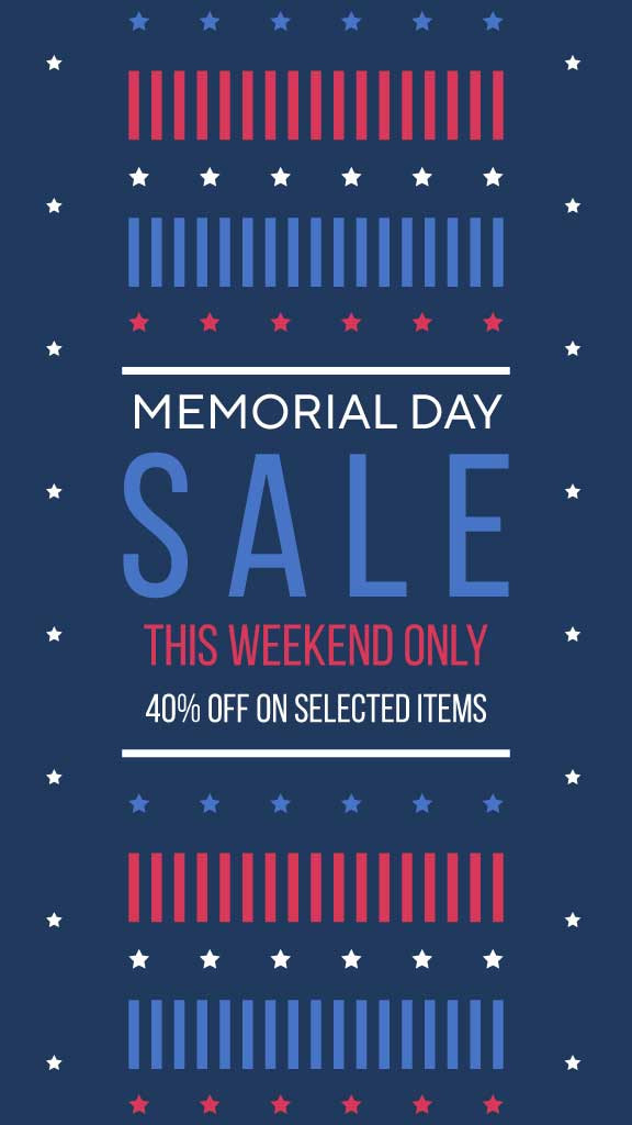 Template Patriotic Memorial Day Sale Ad in Red and Blue