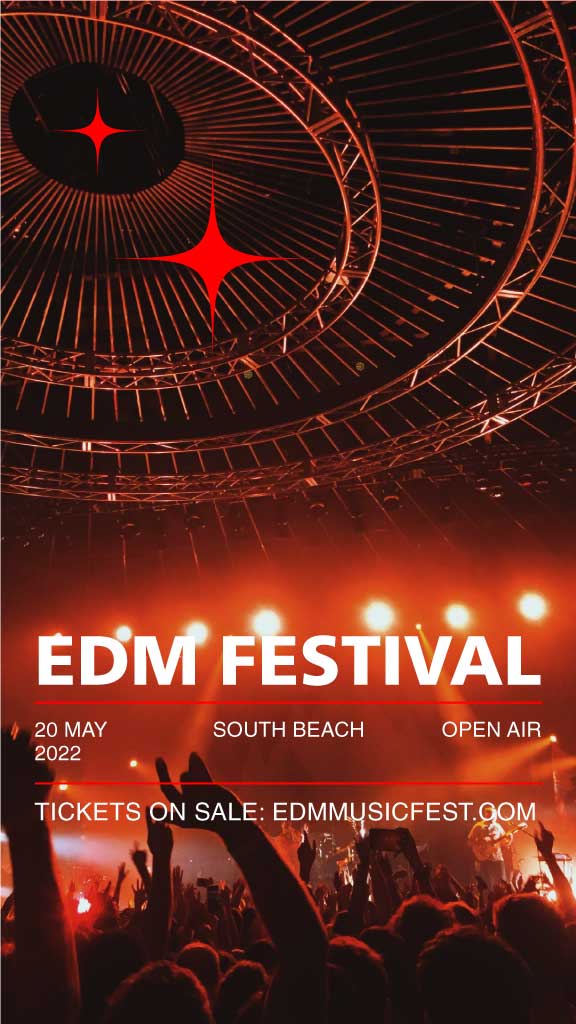 Vibrant Red EDM Festival Concert Poster