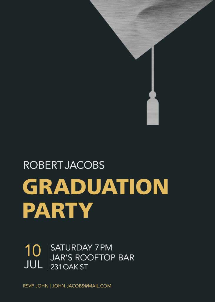 Template Elegant Black Gold Graduation Party Poster