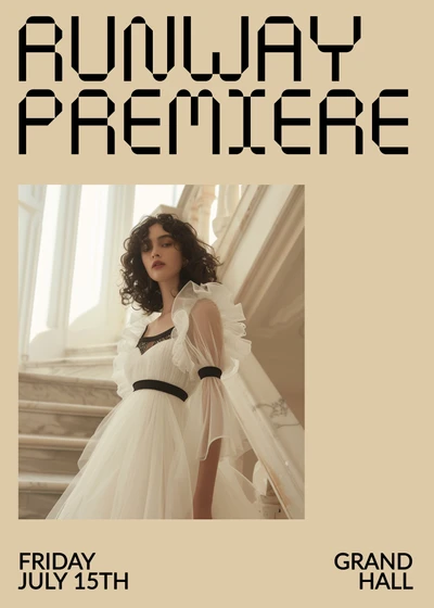 Template Elegant Beige Runway Premiere Invitation Poster