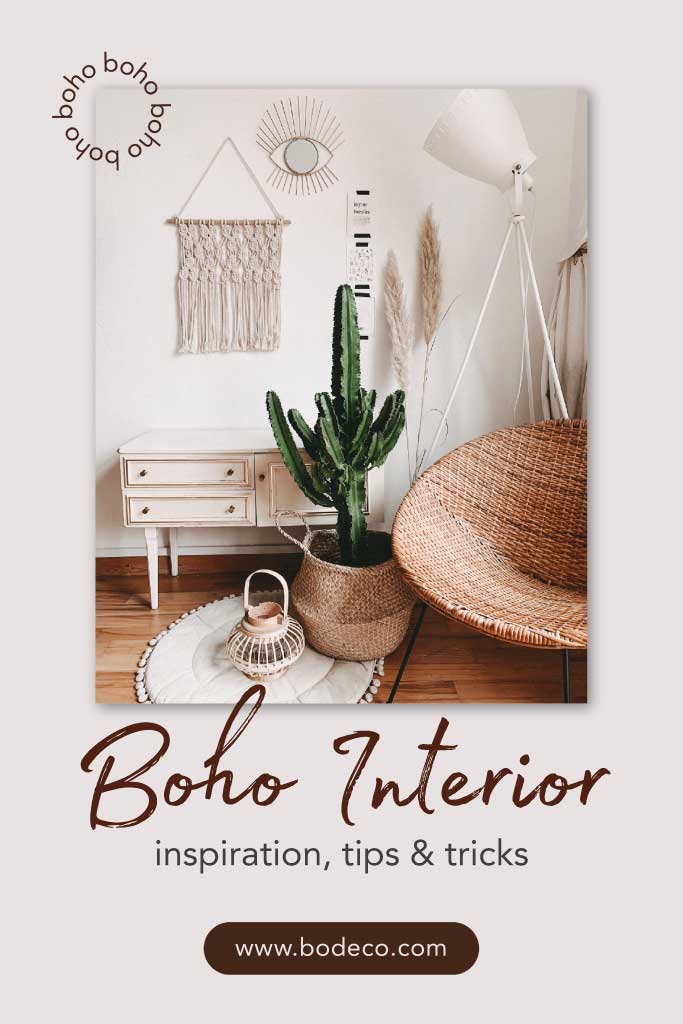 Chic Boho Interior Design Poster in Earthy Tones