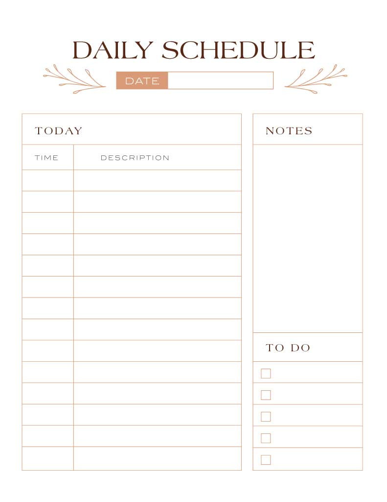 Template Chic Rose Gold Daily Planner Template