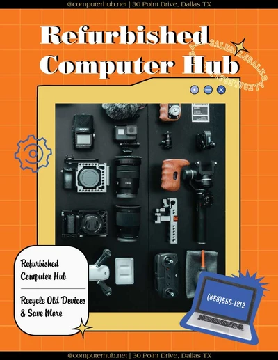 Template Sleek Black and Orange Electronics Sale Poster