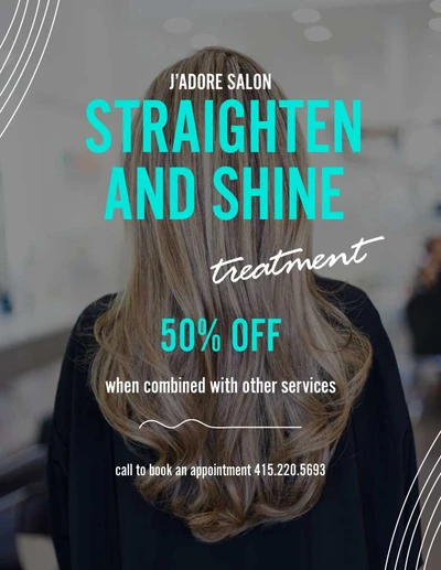 Template Chic Teal Salon Advertisement Poster for Discounts