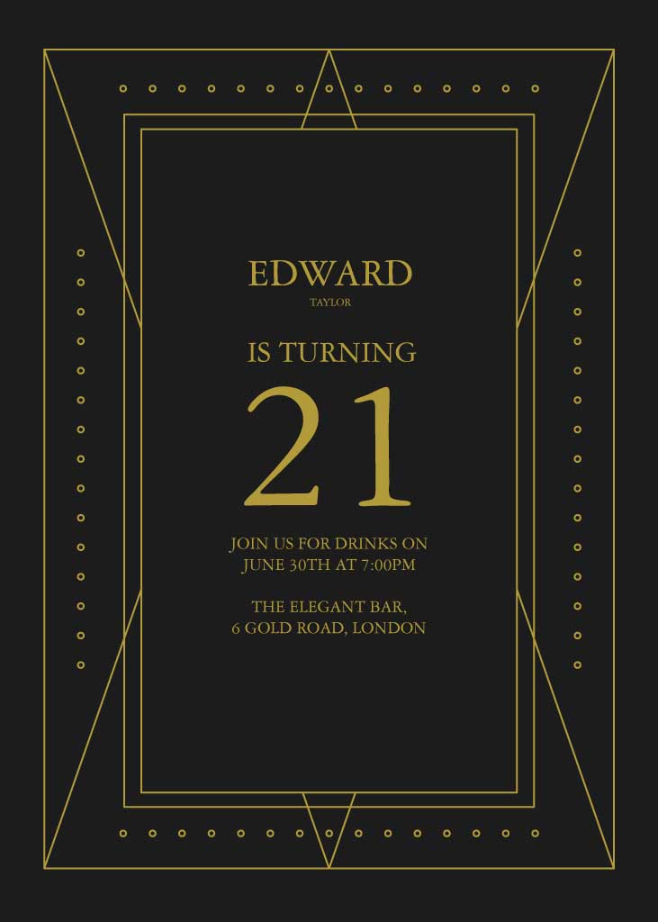 Elegant Black and Gold Birthday Invitation Poster