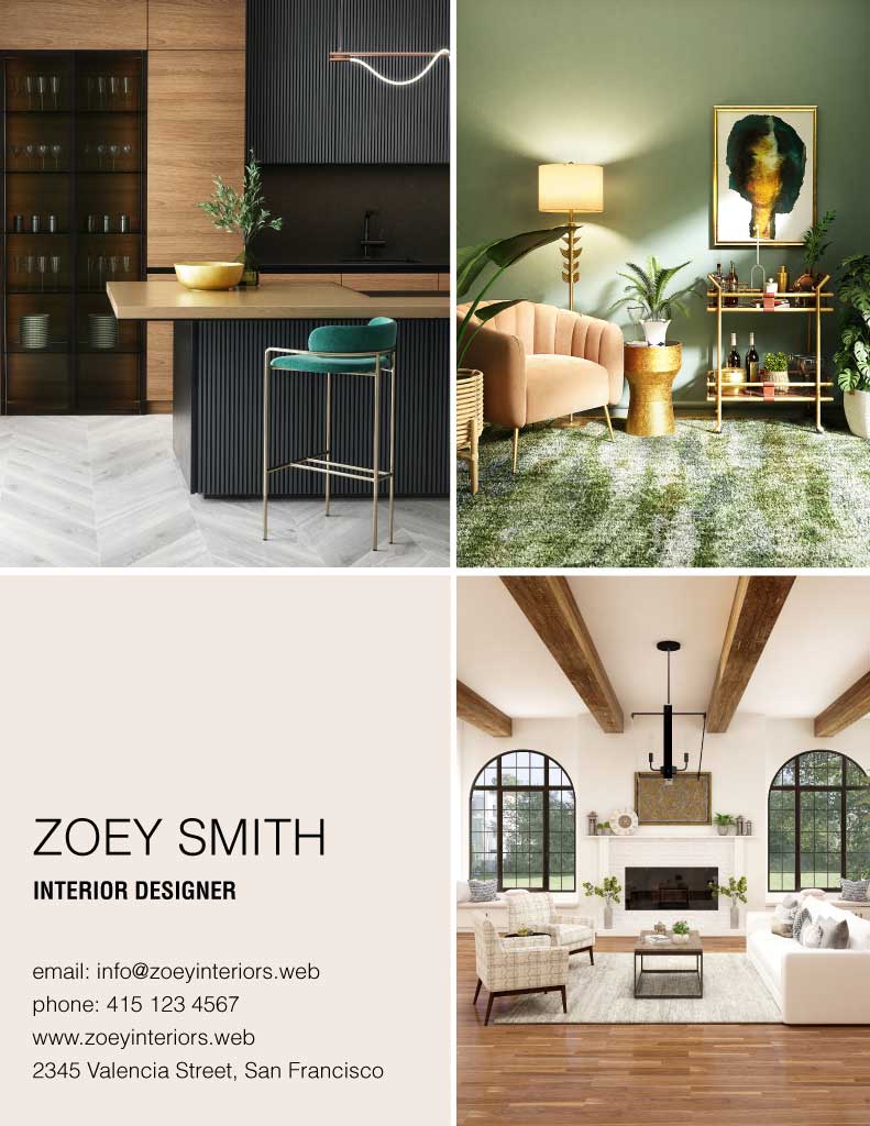 Chic Interior Designer Portfolio Post Green and Beige