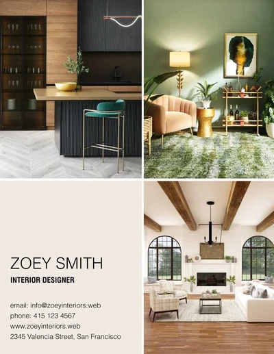 Template Chic Interior Designer Portfolio Post Green and Beige