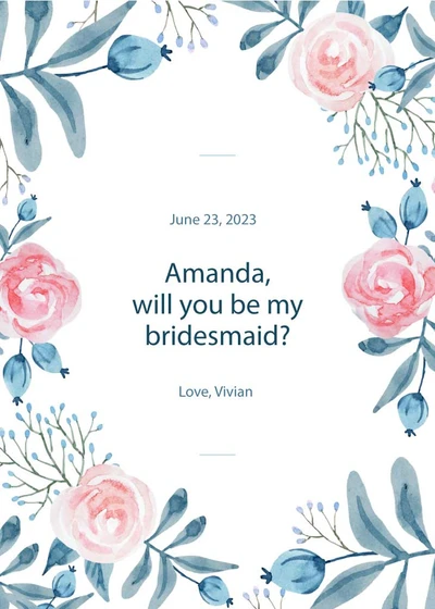 Template Elegant Bridesmaid Proposal Post with Pink Blooms