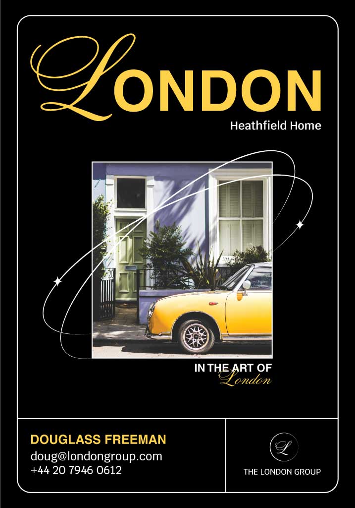 Chic London Real Estate Ad Poster in Black and Gold