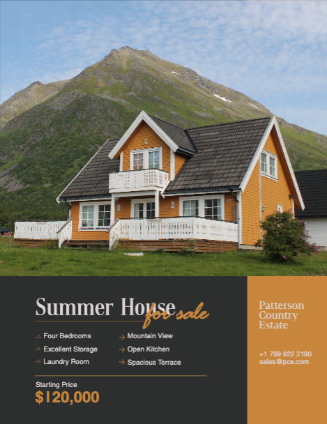 Charming Orange Summer House Sale Poster