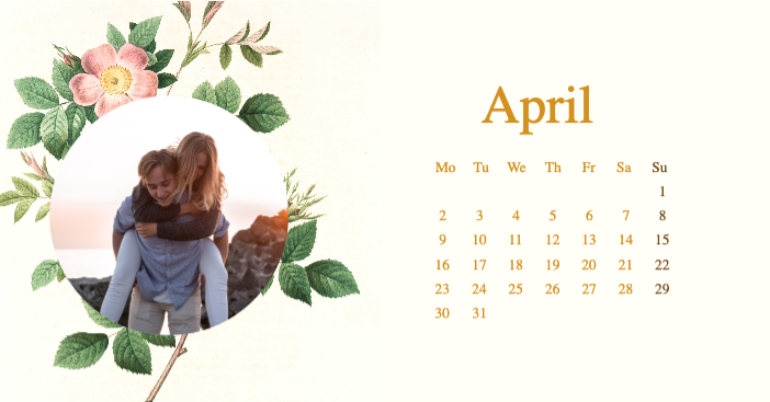 April Moments Calendar Poster with Pastel Tones