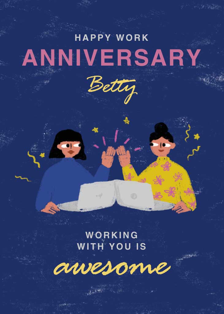 Navy Blue Work Anniversary Celebration Poster