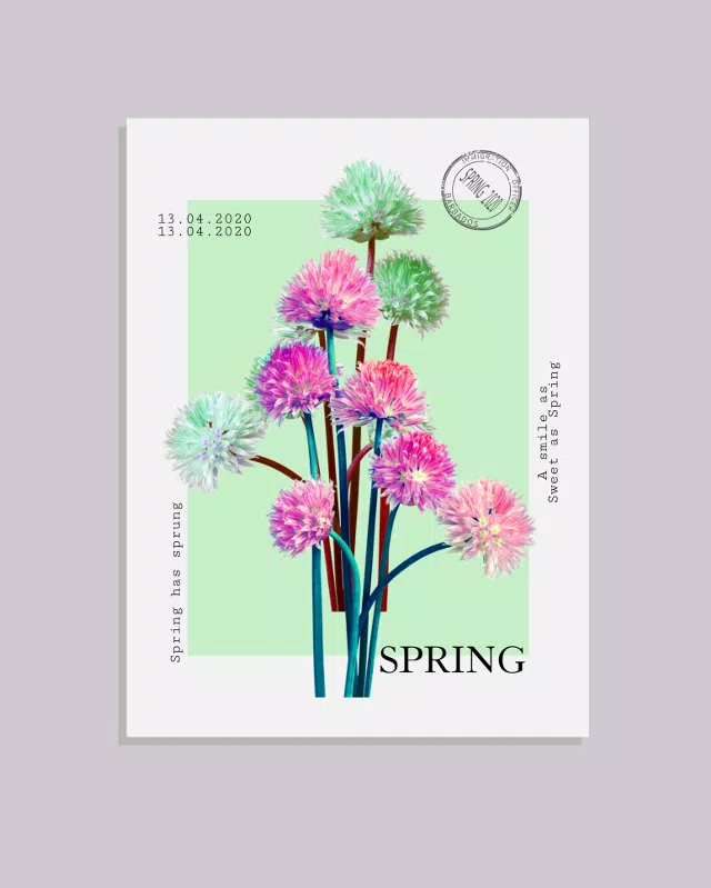 Spring Blossoms Mint Poster Design