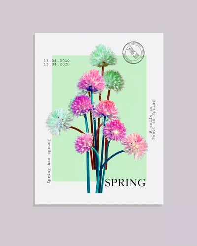 Template Spring Blossoms Mint Poster Design
